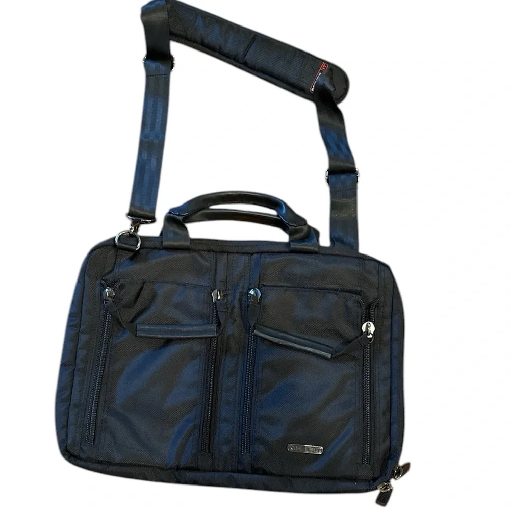 Mobil It Black Laptop Bag Padded, Seatbelt loops Durable Fabric Like New…